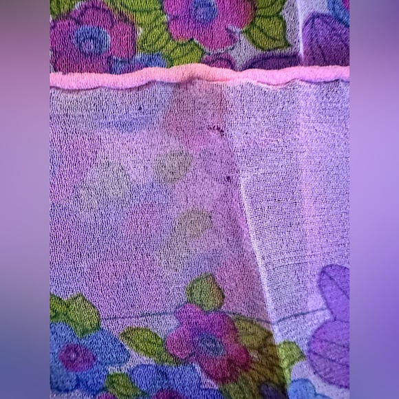 1960’s VINTAGE SCARF!! purple hippie flower motif - Picture 10 of 14
